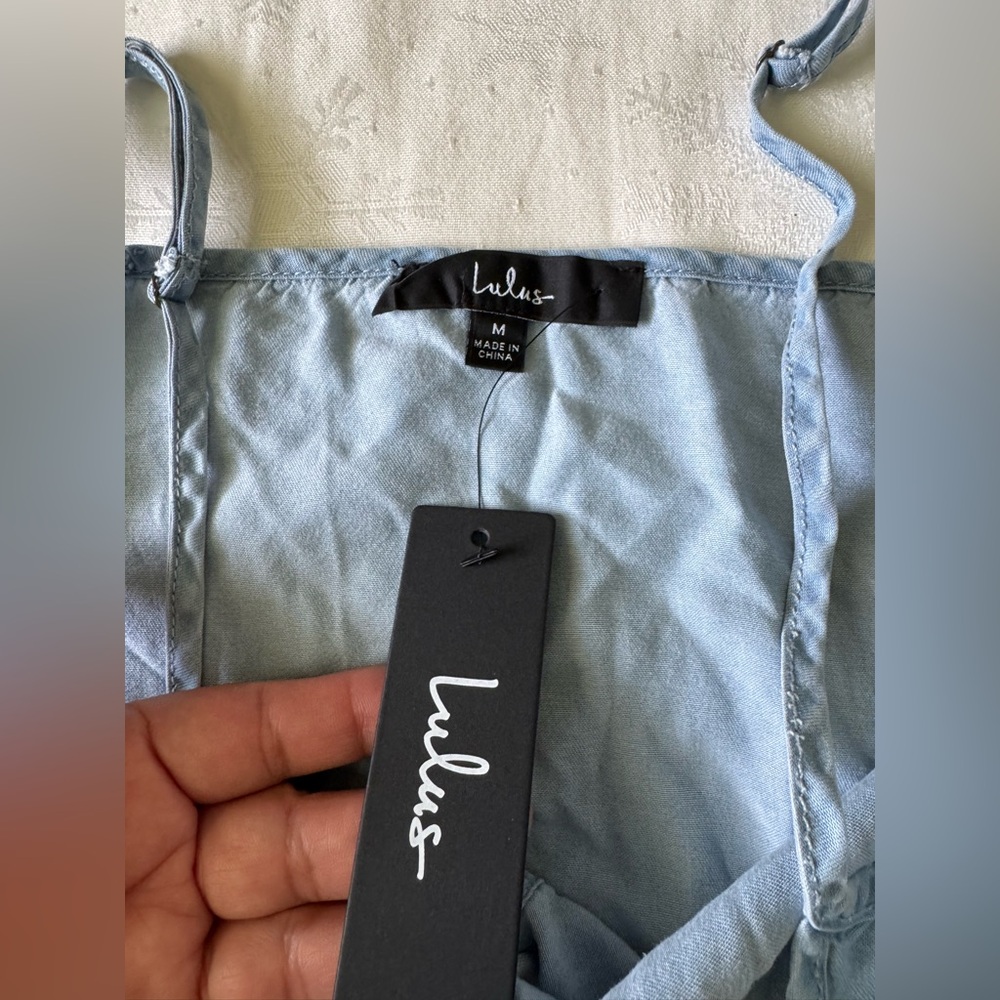 Lulu's Blue Button-Front Jumpsuit - Picture 9 of 10